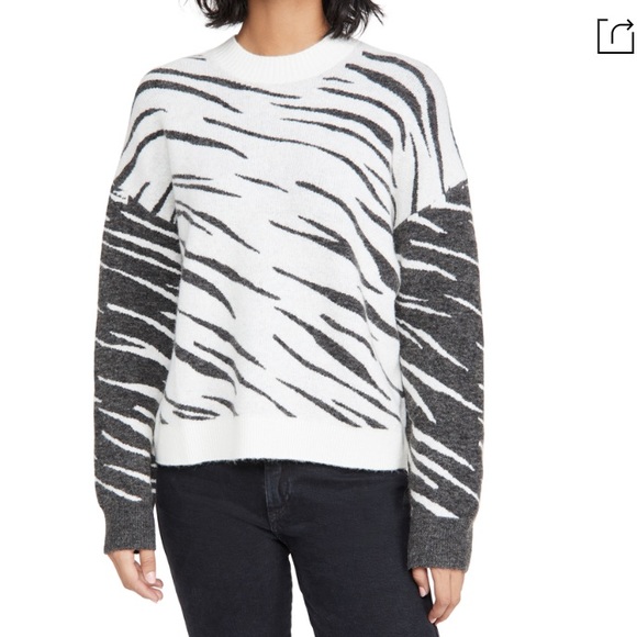 RAILS “Lana” Tiger Stripe Crewneck Sweater (Grey / White): Sz XS - Picture 1 of 6